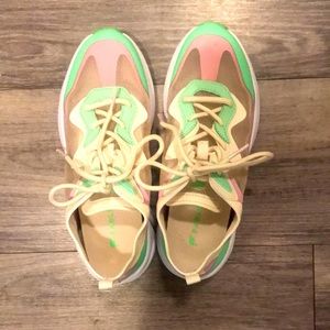 Mint green and pink Fabletic mesh tennis shoes